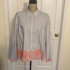 Crown & Ivy Striped Long Sleeve Blouse Size Large